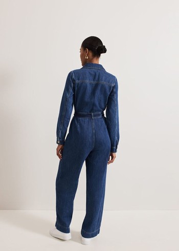 Phase Eight Avalon Denim Utility Jumpsuit Dark Wash Canada | LOGUFX-247